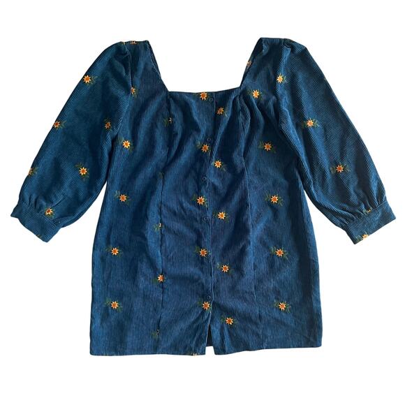 Cider sunflower trendy square neckline corduroy dress Size 2XL - Picture 1 of 7